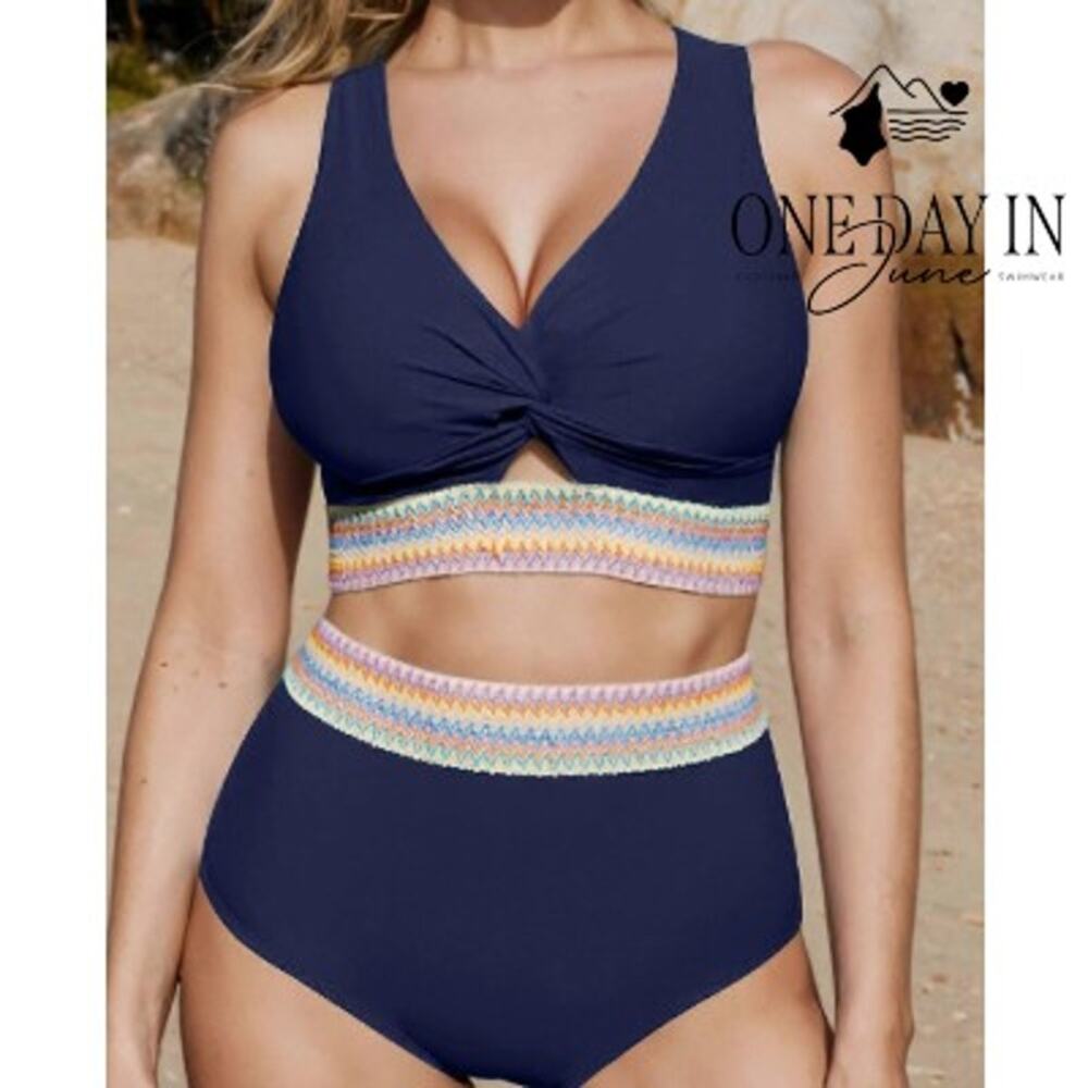 Charmleaks Twist Front High Waist Bikini Swimsuit Size 2XL